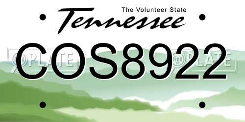 COS8922 Tennessee License Plate