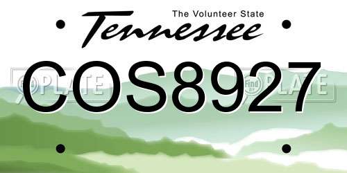 COS8927 Tennessee License Plate
