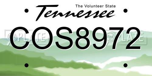 COS8972 Tennessee License Plate