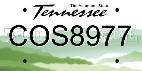 COS8977 Tennessee License Plate