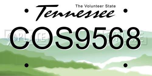 COS9568 Tennessee License Plate