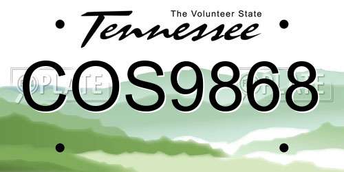 COS9868 Tennessee License Plate