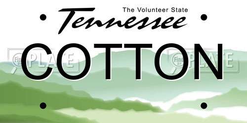 COTTON Tennessee License Plate