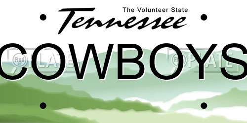 COWBOYS Tennessee License Plate