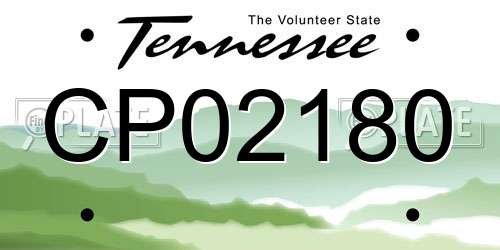 CP02180 Tennessee License Plate