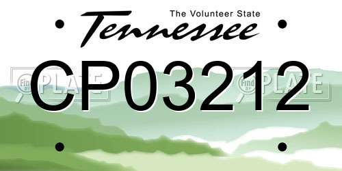 CP03212 Tennessee License Plate