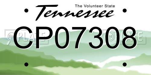 CP07308 Tennessee License Plate