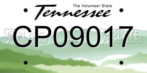 CP09017 Tennessee License Plate