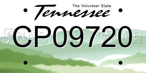 CP09720 Tennessee License Plate