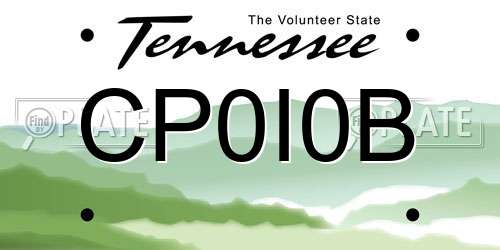 CP0I0B Tennessee License Plate