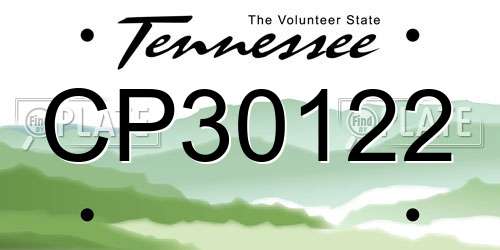 CP30122 Tennessee License Plate