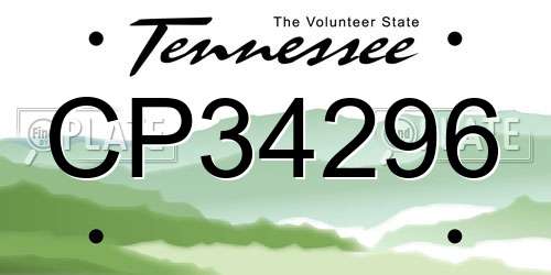 CP34296 Tennessee License Plate