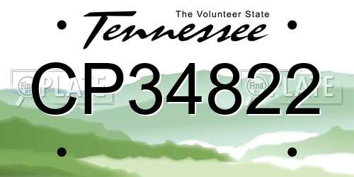 CP34822 Tennessee License Plate