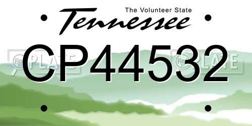 CP44532 Tennessee License Plate