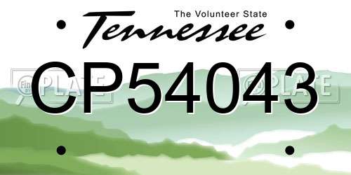 CP54043 Tennessee License Plate