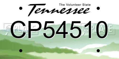 CP54510 Tennessee License Plate
