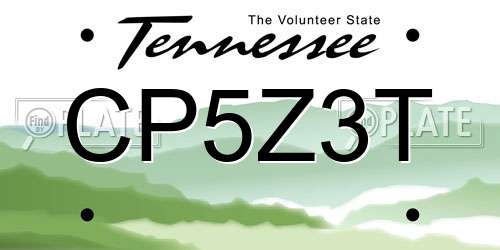 CP5Z3T Tennessee License Plate