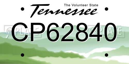CP62840 Tennessee License Plate
