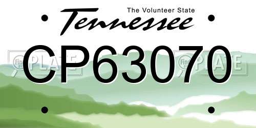 CP63070 Tennessee License Plate