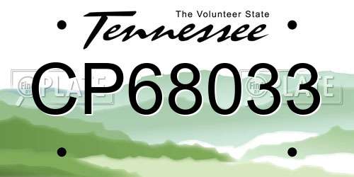 CP68033 Tennessee License Plate