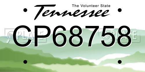 CP68758 Tennessee License Plate