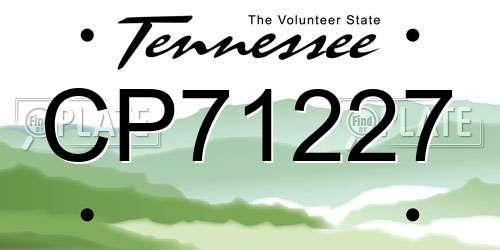 CP71227 Tennessee License Plate