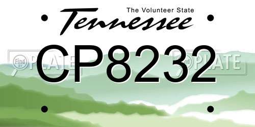 CP8232 Tennessee License Plate