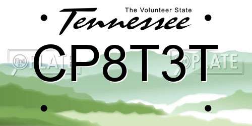 CP8T3T Tennessee License Plate