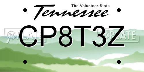 CP8T3Z Tennessee License Plate