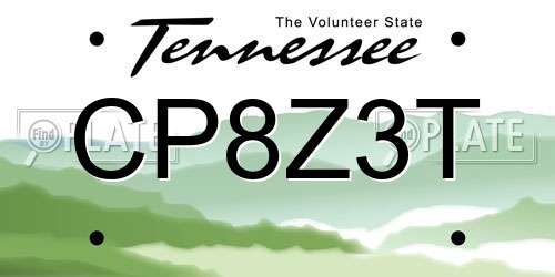 CP8Z3T Tennessee License Plate