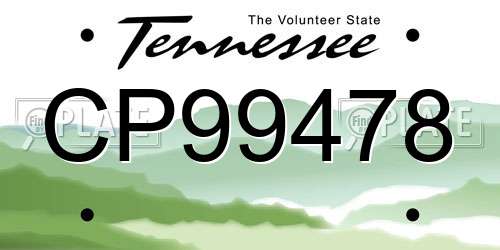 CP99478 Tennessee License Plate