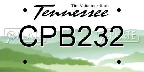 CPB232 Tennessee License Plate