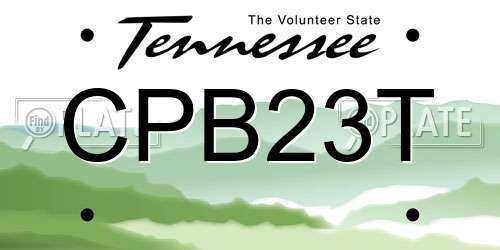 CPB23T Tennessee License Plate
