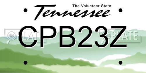 CPB23Z Tennessee License Plate