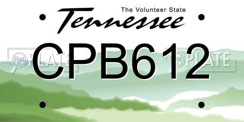 CPB612 Tennessee License Plate