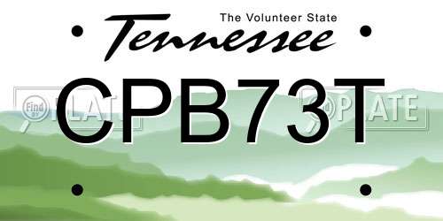 CPB73T Tennessee License Plate