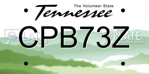 CPB73Z Tennessee License Plate