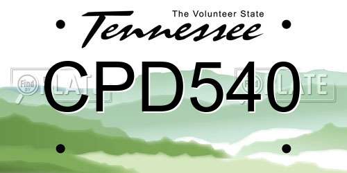 CPD540 Tennessee License Plate