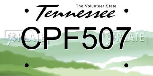 CPF507 Tennessee License Plate