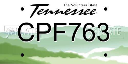 CPF763 Tennessee License Plate