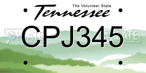 CPJ345 Tennessee License Plate