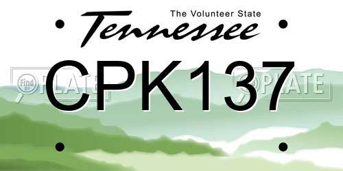 CPK137 Tennessee License Plate