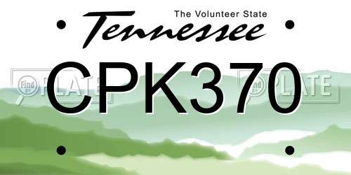 CPK370 Tennessee License Plate