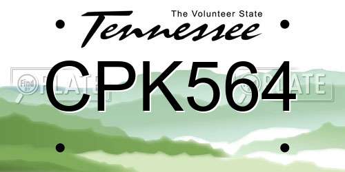 CPK564 Tennessee License Plate