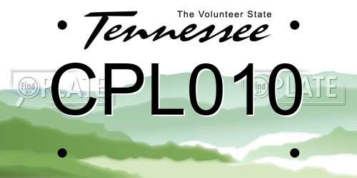 CPL010 Tennessee License Plate