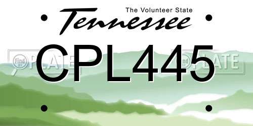 CPL445 Tennessee License Plate