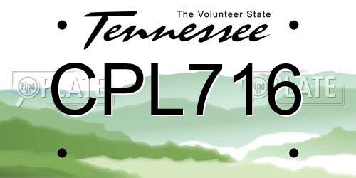 CPL716 Tennessee License Plate
