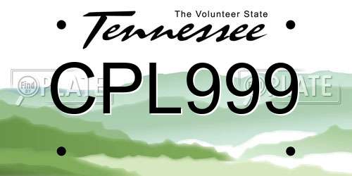 CPL999 Tennessee License Plate