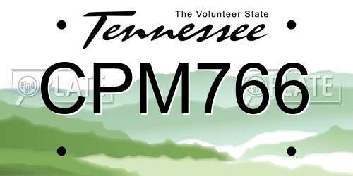 CPM766 Tennessee License Plate