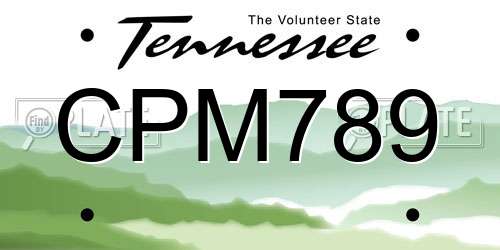 CPM789 Tennessee License Plate
